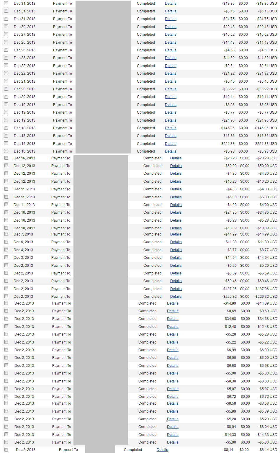 December 2013 Payment Proof