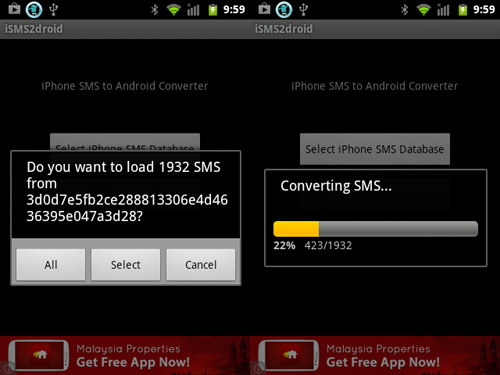 iSMS2droid load