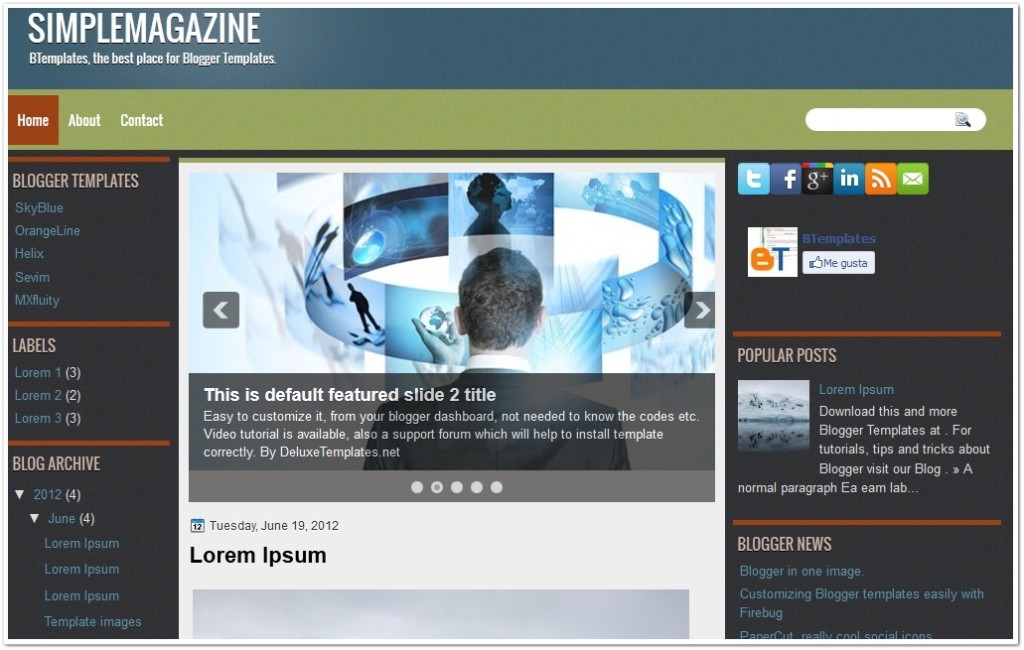 Simple Magazine Blogger Template