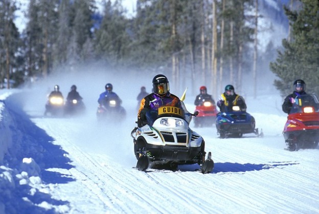 snowmobiles at Yellowstone Park